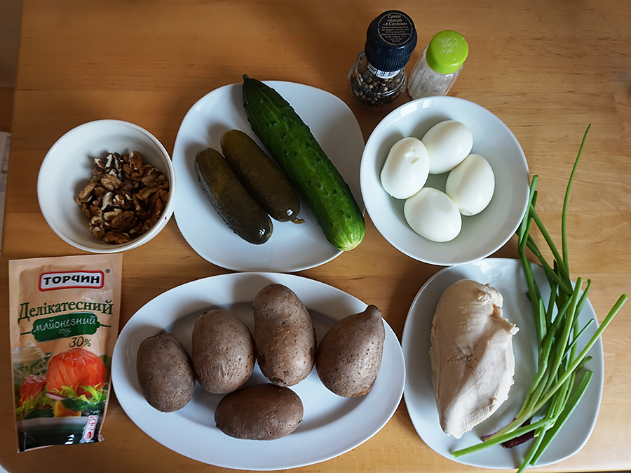 Салат Мясной с орехами рецепт пошаговый с фото
